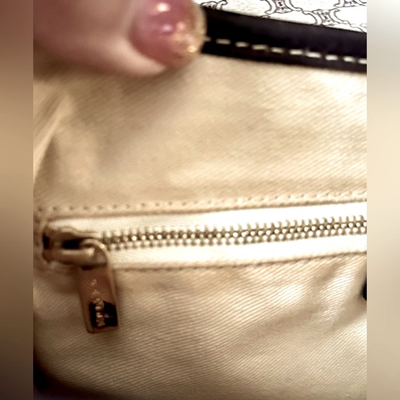 Celine Vintage Macadam Canvas PVC Leather Trim With Brown Adjustable Strap VGC - Picture 10 of 11